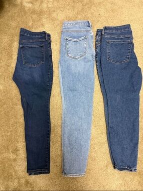 Old Navy Women’s Skinny Jeans Trio - Dark Blue, Light Blue, Medium Blue
